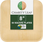 8" Square Palm Leaf Plates (50-pack) | Eco-friendly, Heavy Duty | For Parties, Weddings, BBQs & Catering