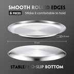 Thenshop 6 Pieces 10 Inch Pizza Pans Bulk Stainless Steel Sets Round Bakeware Pizza Trays for Oven Kitchen Baking Home Restaurant Safe Sturdy Reusable Easy Clean(Silver)