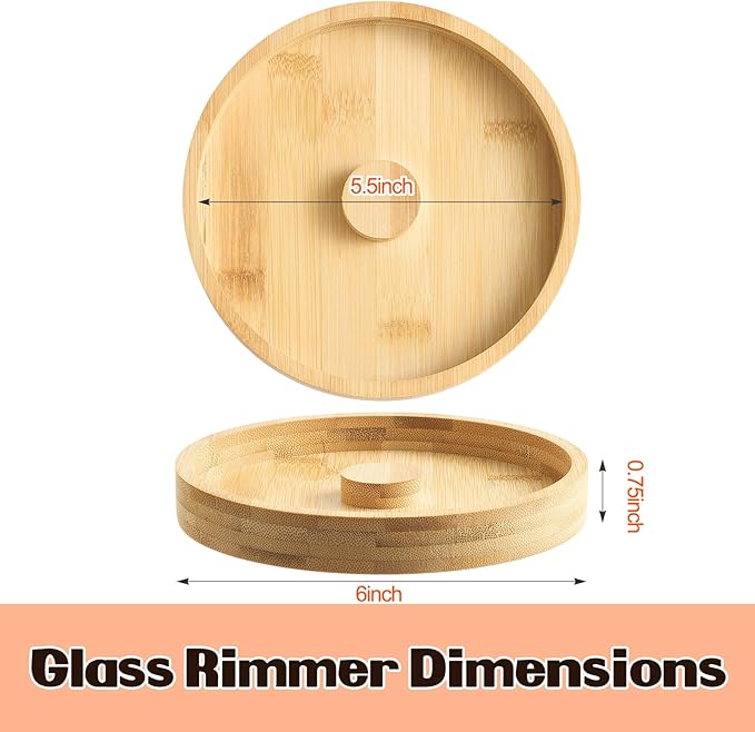 2 Pcs Margarita Salt Rimmer Set Glass Rimmer with Lid Home Bar Accessories Plate for Sugar Drinks Cocktails Bartender Tool Kit Party Restaurant, 5.9" Diameter (Bamboo)
