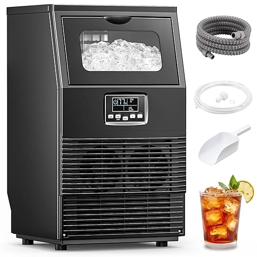 COWSAR Commercial Ice Maker Machine, 66Lbs/24H Stainless Steel Undercounter Ice Maker with 8Lbs Storage Capacity, Self-Cleaning Freestanding Ice Machine for Home, Bar, Restaurant, Office, Outdoor