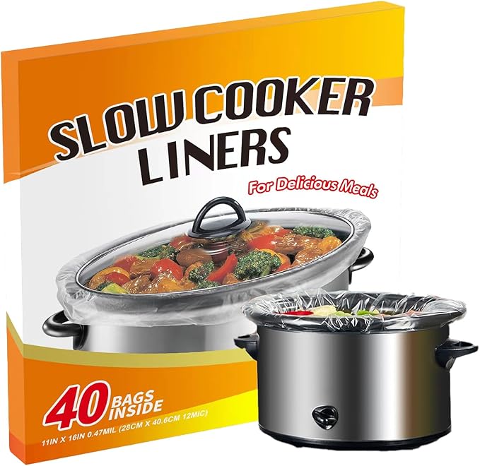 FASOZUKA Slow Cooker Liners 40×Cooking Bags Small Size Disposable Pot Liners, Fit 1QT to 3QT for Slow Cooker Cooking Trays Suitable for Oval & Round Pots 11"x 16", 40 Liners (40)