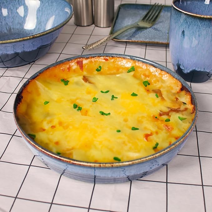 Porcelain Au Gratin Dishes,Baking Dish microwave & Oven Safe, Casserole Dishes, Gratin Dishes Set for Lasagna & Cobblers, 17 oz 7.9 INCH