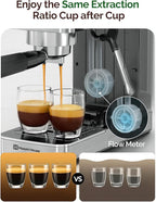 Maestri House Espresso Machine, 20 Bar ULKA Pump, Compact Espresso Maker Built-in Flow Meter Steam Milk Frother, Stainless Steel Coffee Machine for Cappuccino, Latte (Silver)