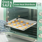 Baking Sheets Set of 2, HKJ Chef Cookie Sheets 2 Pieces & Stainless Steel Baking Pans & Toaster Oven Tray Pans, Rectangle Size 12.5Lx10Wx1H inch & Non Toxic & Healthy & Easy Clean
