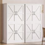 IRONCK Kitchen Pantry Storage Cabinet 72.8" H, 4 Barn Doors with Storage Rack, 4 Adjustable Shelves, Freestanding Cupboard for Dining Room Living Room, Laundry, White