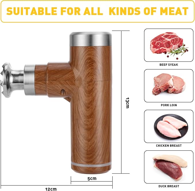 Electric Meat Tenderizer Tool,Cordless Meat Tenderizer Machine with 2 Stainless Steel Meat Mallet,Kitchen Essentials For Tenderizing Steak/Beef/Chicken Chops (brown)