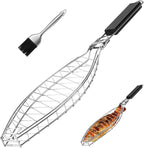 Fish Grill Basket, Stainless Steel Fish Grilling Rack For Oven With Detachable Handle , Large Whole BBQ Fish Grill Basket For Live Fish, NonStick Fish Basket for Grilling Perfect for Salmon, Veggies, And Seafood