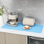 Silicone Dish Drying Mat for Multiple Usage,Easy clean,Eco-friendly,Heat-resistant Silicone Mat for Kitchen Counter or Sink,Refrigerator or Drawer Liner Light Blue 5XL 36inches x 18inches