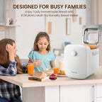 22-In-1 Compact Automatic Bread Maker Machine, 1LB/1.5LB Programmable 2 Loaf Sizes, 3 Crust Colors, Small Digital Home Bakery with Dough, Cake, Jam, Yogurt, Non-stick Pan, White