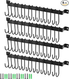 Kitchen Utensil Rack with 15 Hooks, 17 Inch Pots and Pans Hanging Rack Wall Mounted, Steel Cooking Utensil Hanger, 4 Pack