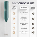 Zulay Kitchen Milk Frother Handheld with 2 Duracell AA Batteries – Electric Drink Mixer for Coffee, Lattes, Cappuccinos, Matcha & Hot Chocolate – Portable Foam Maker & Coffee Bar Accessory