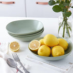 Stone Lain Delilah 8-inch Bowl 6-Piece Dish Set, Porcelain, Honeydew