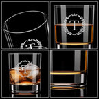 Personalized Whiskey Glasses Gifts for Men, Monogrammed Engraved A-Z 10.6 oz Rocks Glass Customized Gift, Unique Christmas Birthday Gifts for Men Him Dad Husband Brother Son (T)