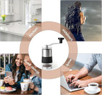 Manual Coffee Bean Grinder - Conical Burr Coffee Grinder with Hand Crank, Portable and Adjustable Settings for Fine to Coarse Grind - Ideal for Camping or Travel