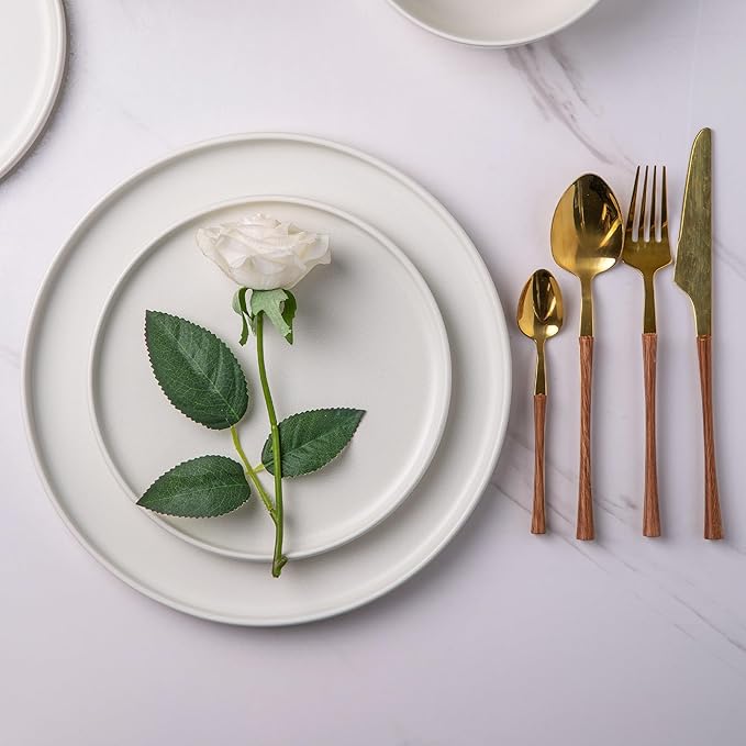 AmorArc Stoneware Dinnerware Sets for 6,Reactive Ceramic Plates and Bowls Set,Highly Chip and Crack Resistant | Dishwasher & Microwave Safe | Round Dishes Set Service for 6 (18pc),Matte White