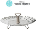 Martha Stewart Richburn 10.6-Inch Telescopic Folding Steamer Insert with Nylon Handle – Mirror Finish, Durable Stainless Steel Vegetable and Food Steamer