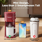 Single Serve One Cup Coffee Maker, for K Cups and Grounds, Mini Coffee Maker with Portable Handle, 6 to 12 Oz Brew Size, for Travel, Camping, Office, RV and Dorm, 120V, Vintage Red