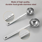 Premium Coffee Scoop Set, Set of 2, Metal Stainless Steel Long Handle Coffee Scoop, Measuring Coffee Spoons Contains 1 Tablespoon (15 ml) and 2 Tablespoons (30 ml) Spoon-Silver