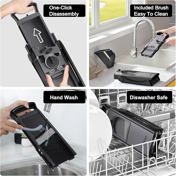 Mandoline Slicer For Kitchen, Thickness Adjustable Onion Vegetable Chopper, French Fry Cutter, Potato Vegetable Slicer, Multifunctional Kitchen Food Fruit Chopper，With Peeler/Cleaning Brush