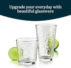 Libbey Yucatan Tumbler and Rock Glasses Drinking Set, Textured Drinking Glasses Set of 16, All Purpose Glass Cups Set for Events and Everyday Use