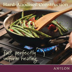 Anolon Smart Stack Hard Anodized Nonstick Frying Pan Set / Skillet Set - 8.5 Inch and 10 Inch, Black
