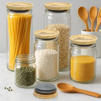 16 Pcs Regular Mouth Jar Lids & Wide Mouth Mason Jars Lid Reusable Bamboo Canning Lid for Jars Tops Airtight Wooden Lids for Glass Cups Silicone Mason Jar Covers Canning Accessories and Supplies