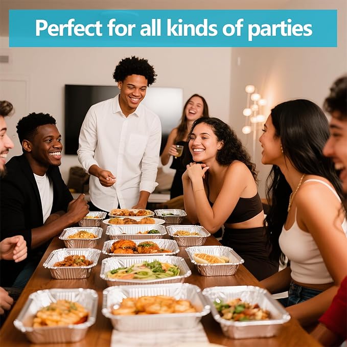 9x13 Thickened Aluminum Foil Pans With Lids, 10Pack Extra Deep Disposable Aluminum Pans for Roasting, Baking, Cooking, Food Prep, Chafing, Steam Table, Oven, Cake, and Party Catering.