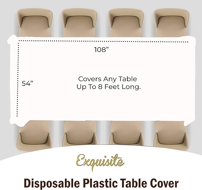 Exquisite Party Solids 12-Pack - Premium Plastic Tablecloth 54in. x 108in. Rectangle Table Cover - Checkered