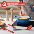 Silicone Cooking Utensils Set, Onader Red Kitchen Utensils 6 Pcs Set, Heat Resistant Kitchen Tool Kit, Nonstick Cookware Friendly & Non Toxic