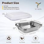 YLT WAX 9x13 Disposable Aluminum Foil Pans with Clear Lids (10 Pack), Durable Half Size Deep Extra Heavy Duty Food Containers for Baking, Cooking, Roasting, Heating or Steam Table