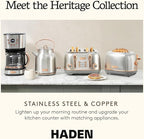 Haden Heritage 1.7 Liter Stainless Steel Electric Kettle, Hot Water Kettle with 360-Degree Base and Auto Shutoff, Steel & Copper