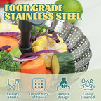 SHIKORI Steamer Basket,Stainless Steel Vegetable Steamer Basket Folding,Folding Expandable Steamers,Expandable to Fit Various Size Pot-T-Green 9 in