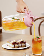 64oz Glass Mason Jar Pitcher with Lid and Spout, 2 Quart Airtight Glass Water Jug, Leakproof Wide Mouth Mason Jar Pitcher for Iced Sun Tea, Milk Storage, Cold Brew Coffee, Juice, Pink