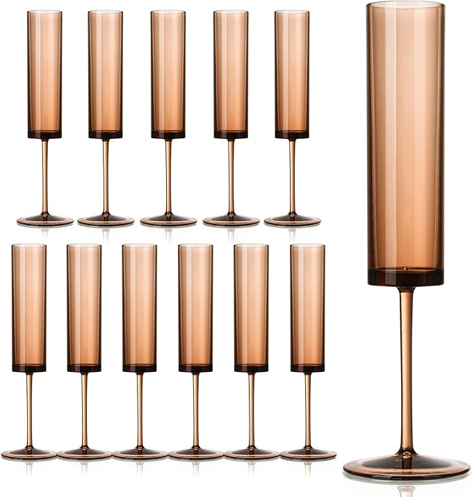 12 Pack Acrylic Orange Champagne Glasses Dark Orange Wine Glasses Terracotta Champagne Flutes Champagne Flutes Goblets for Wedding Reception Cocktail Cups Wedding Toasting Glasses Terracotta Decor