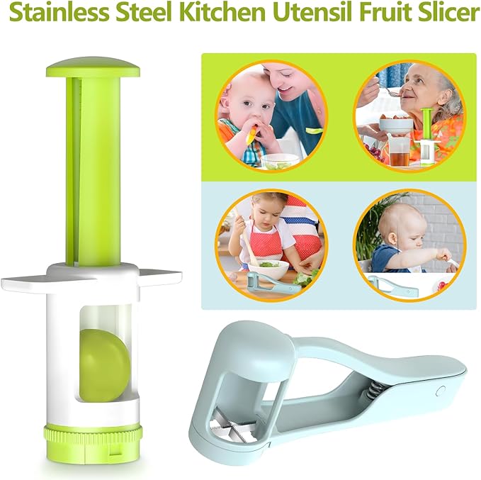 Grape Cutter suit, Stainless Steel Fruit Cutter for Grapes, Strawberries and Cherry Tomatoes, Slice into Quarters, Effortless Kitchen Tool for Fruit Salad Preparation, Quick and Easy Meal Prep