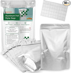 50pcs 8x12 Mylar Bags for Food Storage 2 Quart Resealable Smell Proof Foil Pouches Bags with Label sticker，Family Daily life for Food long-term Freeze Dryer Storage Coffee Cereal