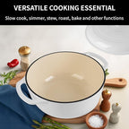 5.5 Quart Enameled Cast Iron Dutch Oven with Lid – Heavy-Duty Cookware for Bread, Braising, and Stews – Dual Handles, Oven Safe to 500°F – Ideal for Stovetop & Oven Cooking (White, 5.5QT)