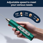 Milk Frother with Stand-Rechargeable Handheld Coffee Frother with 3 Stainless Whisks 3 Speed Adjustable, Electric Whisk Drink Mixer, Foam Maker Blender for Matcha Latte Cappuccino Chocolate