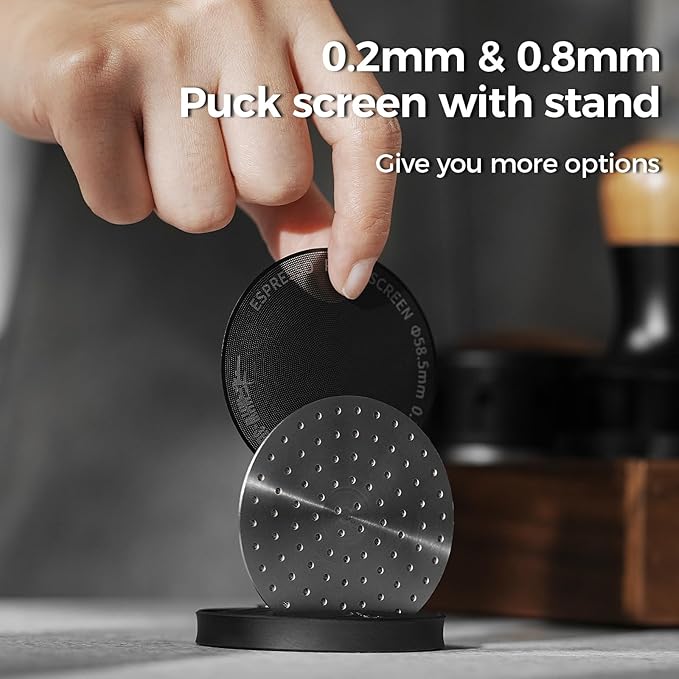 MHW-3BOMBER 54mm Espresso Puck Screen - 0.2mm Ultra Thin Espresso Puck - Metal Reusable Coffee Filter for Portafilter Basket 54mm - Puck Screen with Titanium Coating FG5641-OS