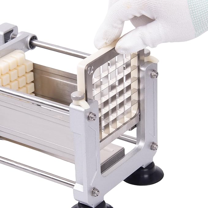 Heavy Duty French Fry Cutter with 3 Stainless Steel Blades (1/4" 3/8" 1/2") - Manual Metal Potato Slicer for Vegetable, Sweet Potatoes, Onions