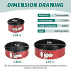 SHIKORI Springform Pan Set, Nonstick 3pcs (4-7-9 in) Springform Pans Cheesecake Pan Removable Bottom, Leakproof Round Spring Form Pans Cake Pans Sets-Red