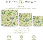 Bee's Wrap Vegan Beeswax Wraps for Food - Vegan Herb Garden 3 Pack (S, M, L) Made in USA Reusable & Organic Food Wraps, Sandwich Wrap & Bowl Covers - Eco Alternative to Aluminum Foil & Plastic Wrap