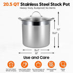 Stainless Steel Canning Pot with Rack and Lid, Large Water Bath Canner, Full Home Canning Supplies Starter Kit (20.5 Quarts, Black)