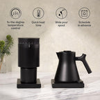 Fellow Corvo EKG Pro Electric Tea Kettle - Quick Heating, Precise Temperature Control Electric Kettle, Scheduling, Built-in Brew Timer for Boiling Water - Matte Black with Walnut Handle - 0.9 Liter