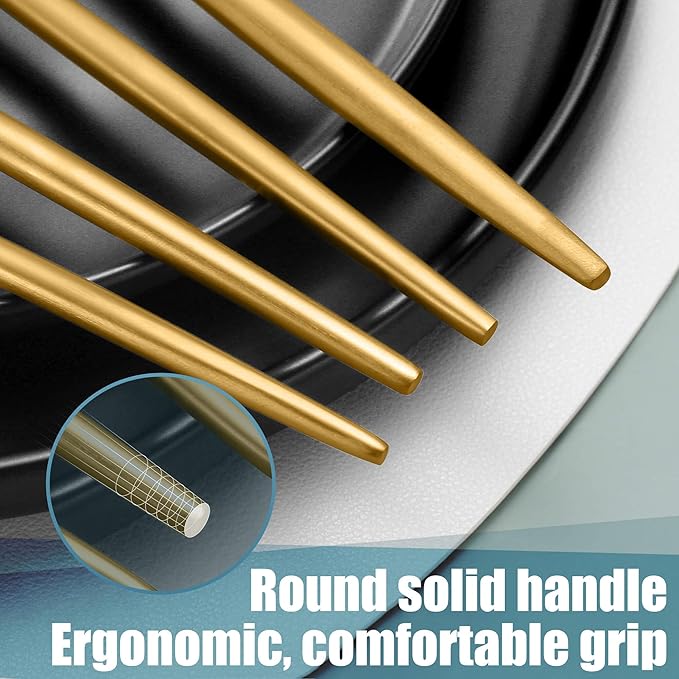 Lemeya Matte Gold Silverware Set for 4,Modern Stainless Steel Brushed Cutlery Set,20-Pieces Heavy Duty Flatware Set,Knives Spoons and Forks Set Utensils Set, Satin Finish, Dishwasher Safe