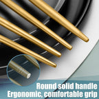 Lemeya Matte Gold Silverware Set for 4,Modern Stainless Steel Brushed Cutlery Set,20-Pieces Heavy Duty Flatware Set,Knives Spoons and Forks Set Utensils Set, Satin Finish, Dishwasher Safe