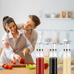 Sauce Pump Dispensers, 17oz Glass & Stainless Steel, 8ml Capacity, Perfect for Kitchen, BBQ, Baking, Salad, Restaurant, Cafe, Hotel, Party, Buffet, Infusing Herbs