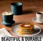 Zulay Kitchen Porcelain Butter Crock With Lid & Knife - Authentic French Butter Dish For Fresh & Spreadable Butter - Forest Green