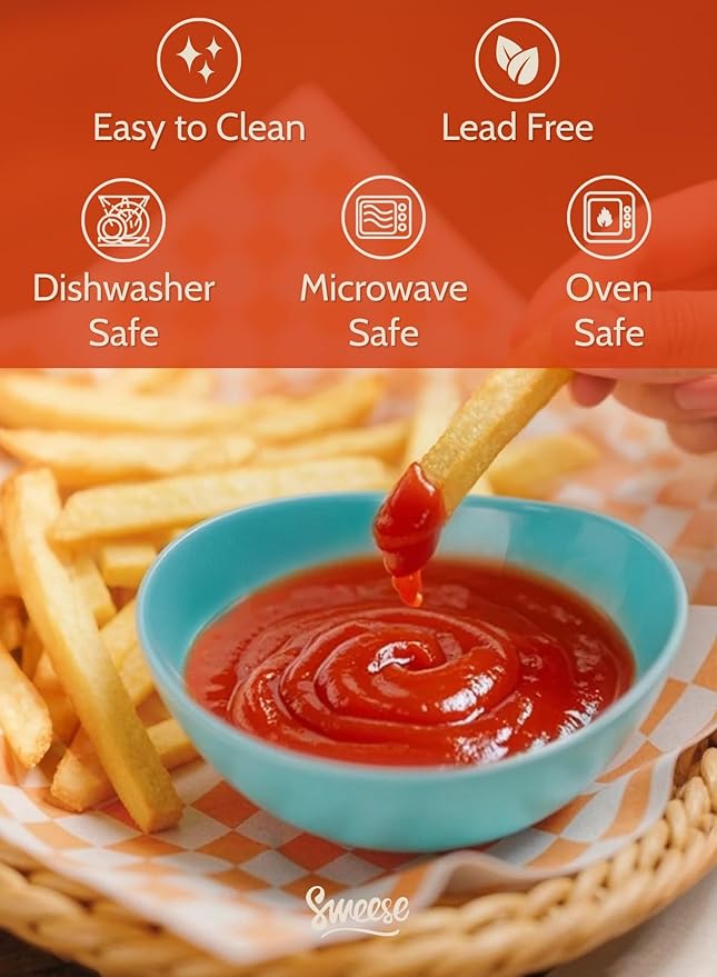 Sweese Porcelain 4oz Bowls Set of 6, Assorted Colors - Durable for Sauce, Dipping, Snack Side Dishes, Microwave Dishwasher Safe