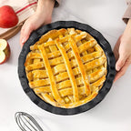Hasense Ceramic Pie Pan for Baking 9 inch, Quiche Baking Dish for Oven, Round Nonstick Pie Plates for Apple Pie, Tart, and Quiche, Microwave & Oven Safe, Modern Blue Design